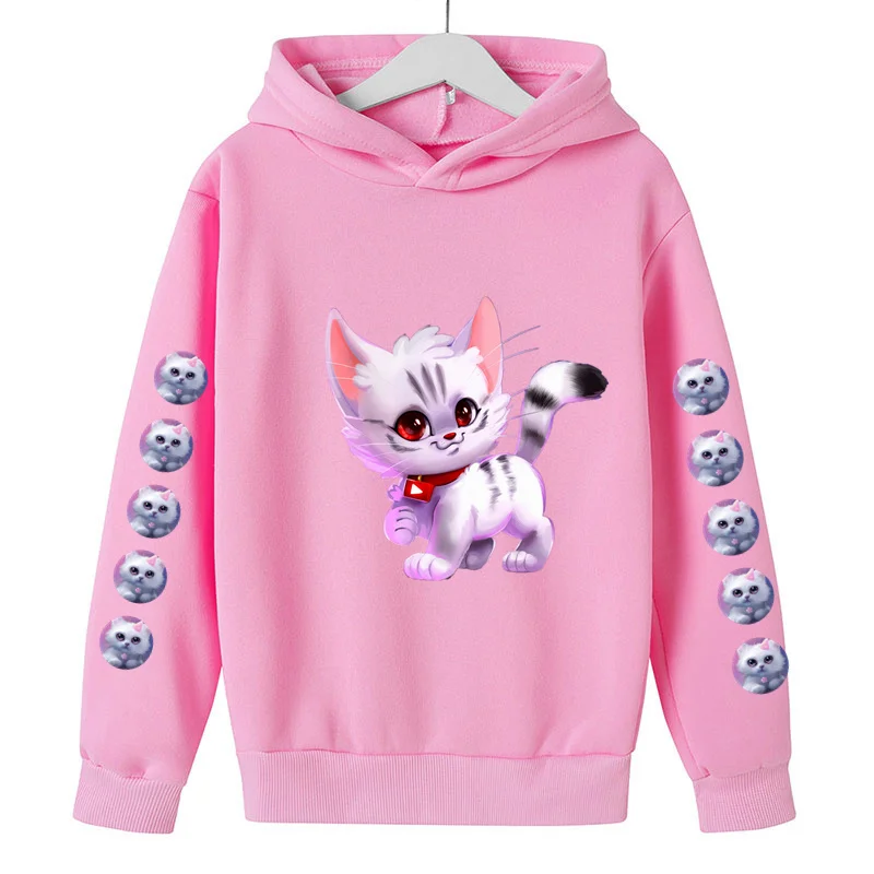 

Kawaii Cat Hoodies Teen Girls Boys Printed Hooded Sweatshirt Children Hoodie Loose Pullover Autumn Kids Clothes Streetwear