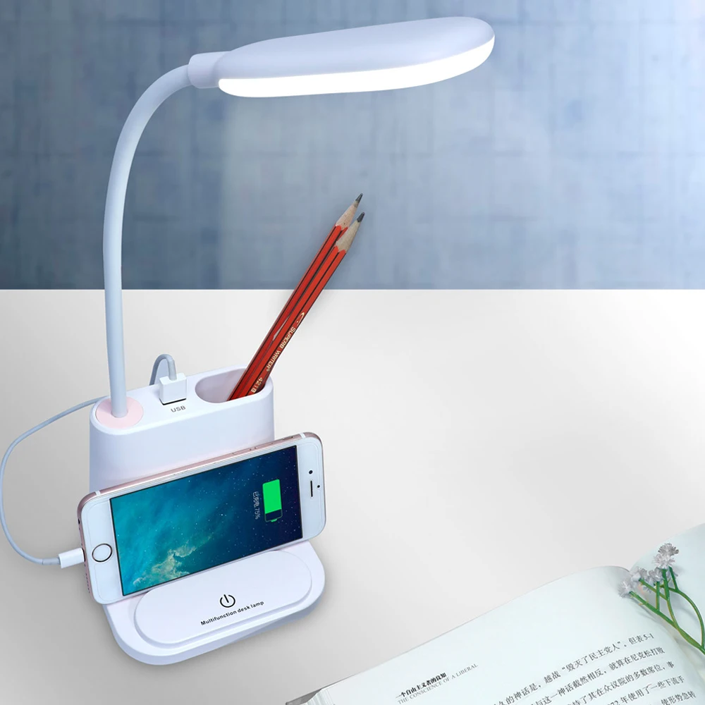 LED Desk Lamp USB Rechargeable Touch Dimming Adjustment Table Lamp for Children Kids Reading Study Bedside Living Room Bedroom