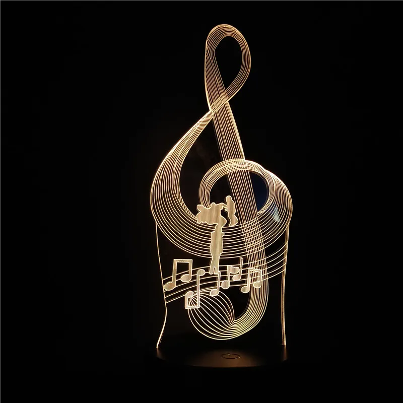Музыкальная нотка 3D Визуальный светильник светодиодный Ночник 7/16 изменение