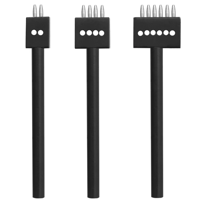 

Sharp Head Replaceable Pricking Iron Removable Round Hole Punch Handmade Leather Tools DIY Black Row Punch Round Cut Punching