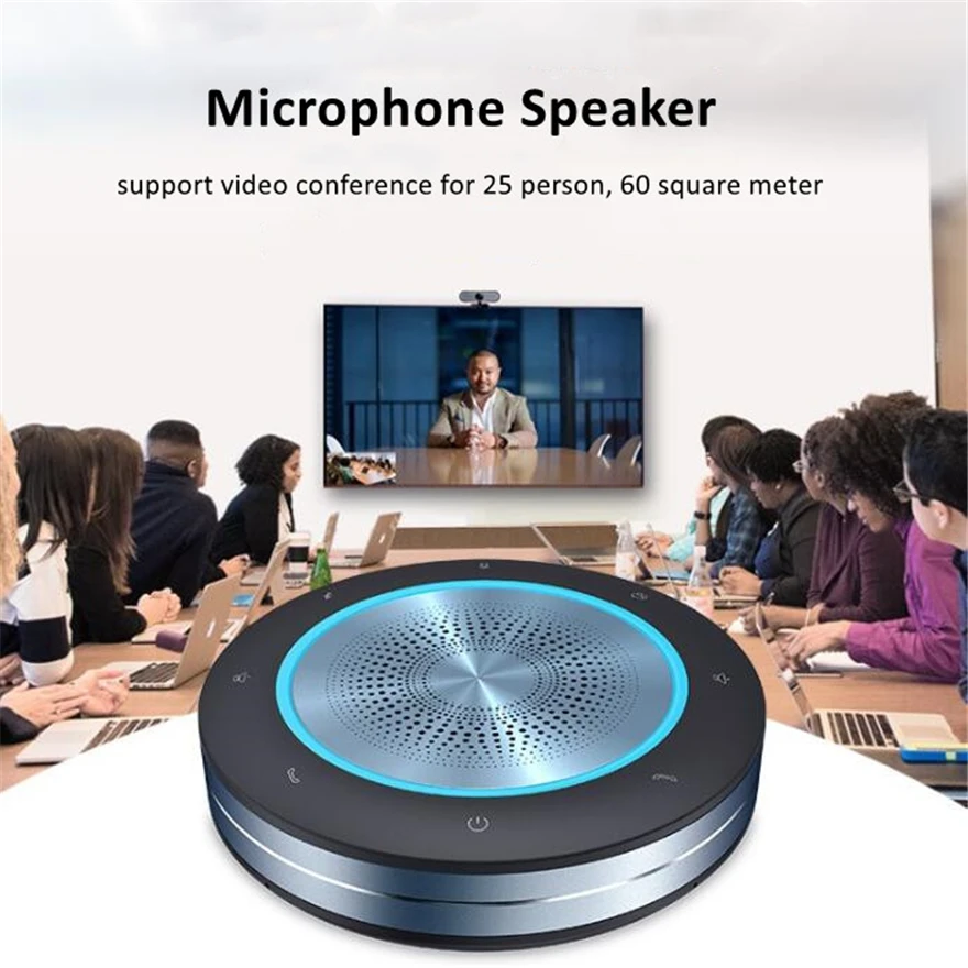 

Remote Conference Education Microphone Usb Pc Bluetooth Speaker 4000Mah Power Bank Type C Soundbar Subwoofer Music Loudspeaker