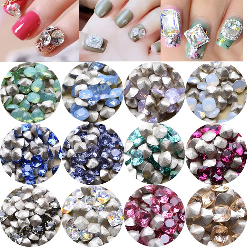 

10pcs/pack Rhinestones White Opal bulk loose rhinestone glass crystals beads 12Colors stone gems Nail Art rhinestone strass 6mm