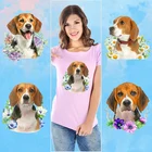 Beagle собака животные цветы термальные наклейки теплопередача ПВХ патч моющиеся виниловые наклейки для одежды наклейки на одежду