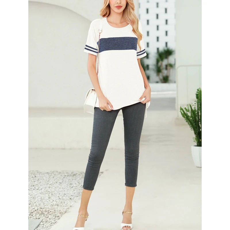 Женская модная повседневная футболка с круглой горловиной и Цвет одинаковая