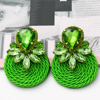 new colorful round rhinestone earrings for christmas high quality statement fashion crystal xmas earrings for women jewelry gift
