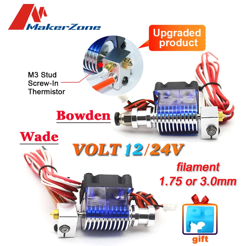 Модернизированный V6 J-Head Hotend Уэйд/Боуден экструдер с нагревателем M3 винтовой