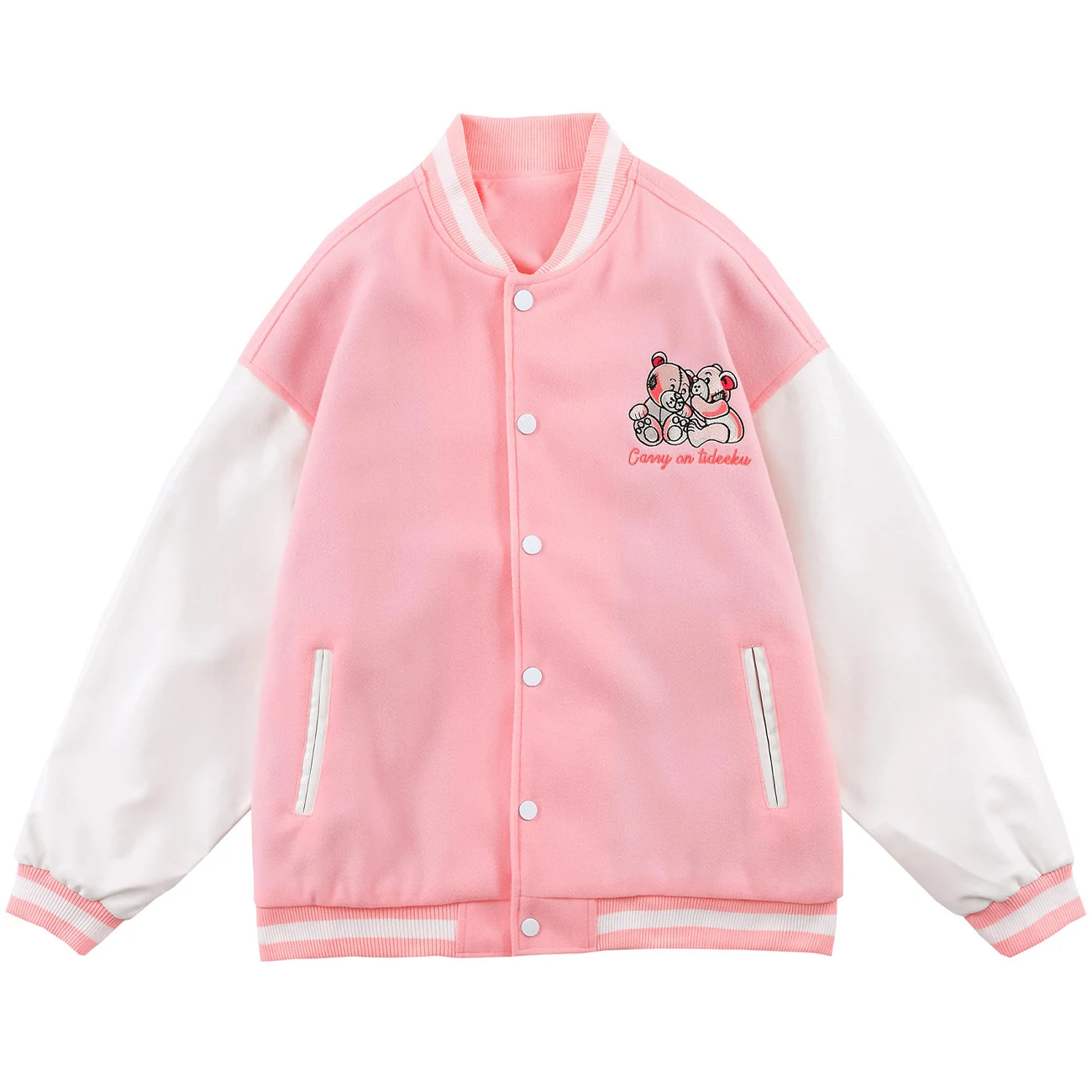 2021SS Mens College Jacket Loose Couple High Street Hipster Autumn Baseball Bear Embroidery Patchwork Color Bomber Coats | Мужская