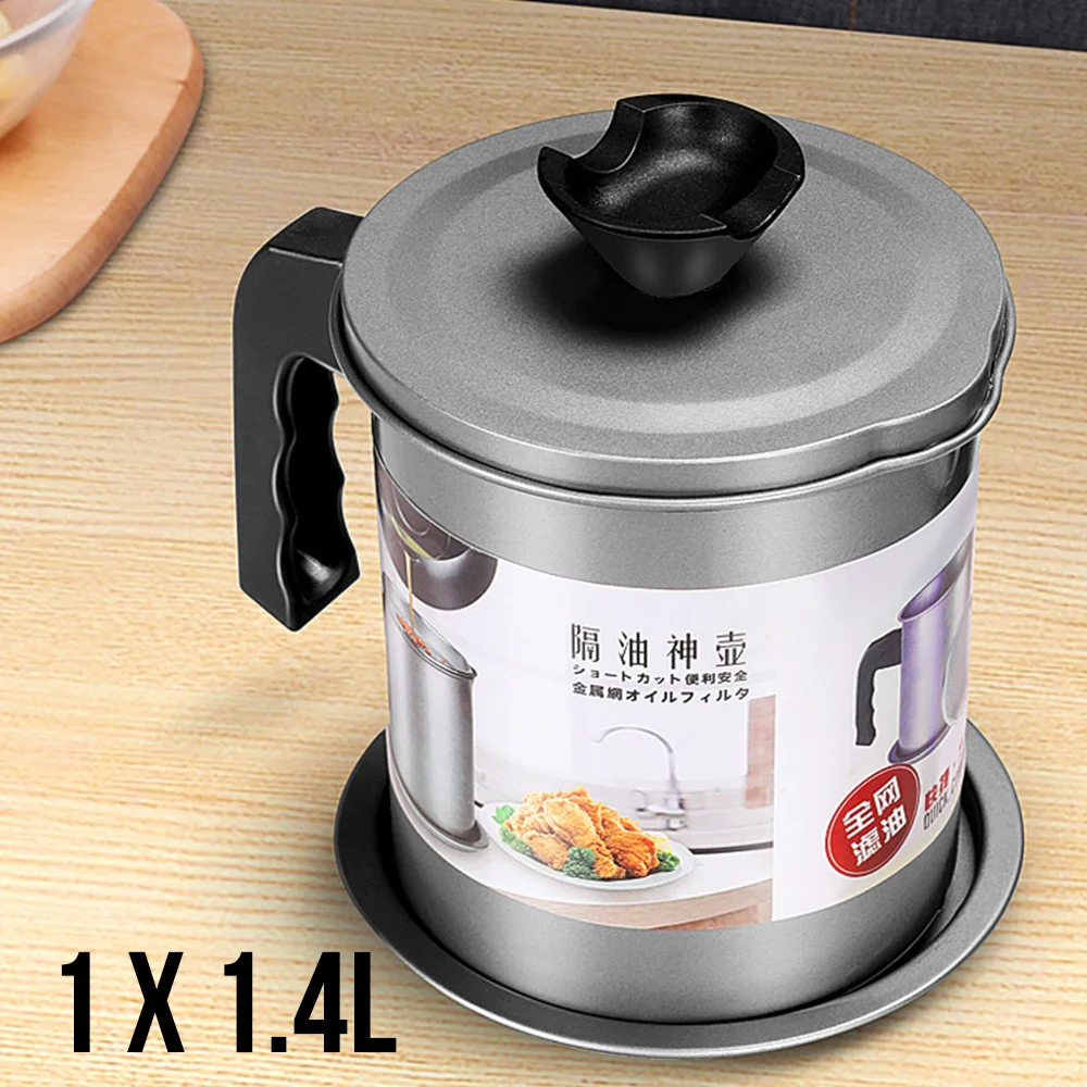 

1pc Stainless Steel Oil Strainer Pot Container Jug Storage Can Filter Tool New