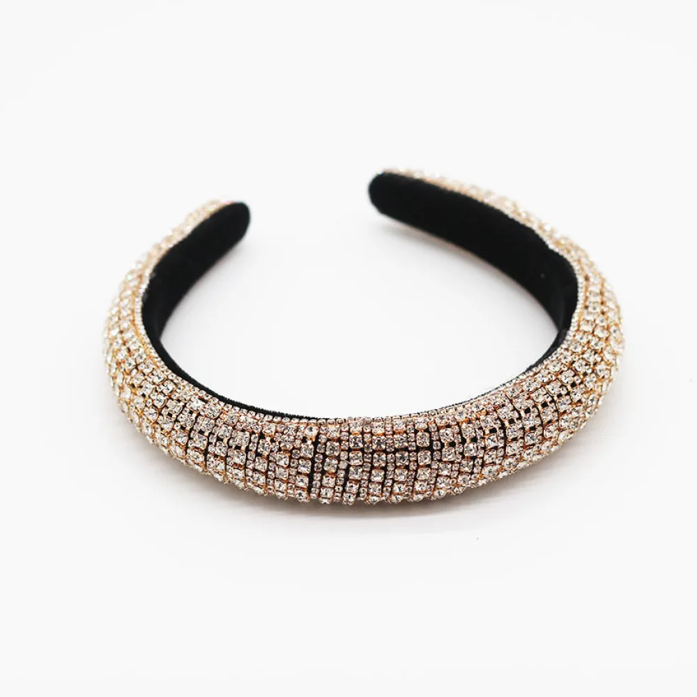 

MOFLO Luxury Headwear Padded Sponge Full Crystal Hair Band Wide Diamonds Hair Hoop Colorful Baroque Rhinestone Headbands