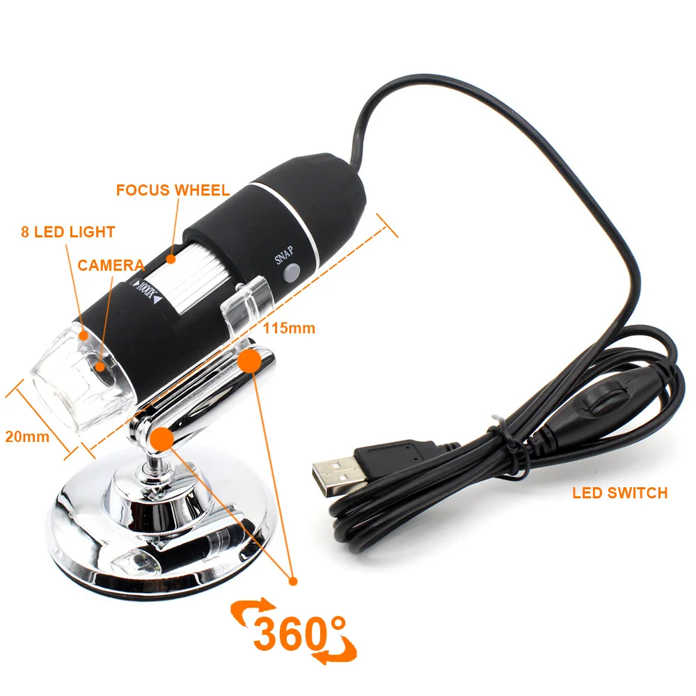 : SANHOOII 1000x / 1600x светодиодный USB Цифровые микроскопы эндоскоп Камера Microscopio для