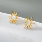 ICFTZWE милые серьги с дизайном солнце для женщин и девушек из нержавеющей стали простые серьги-гвоздики в стиле бохо Эстетическая серьга Подсолнух милые ювелирные изделия подарок