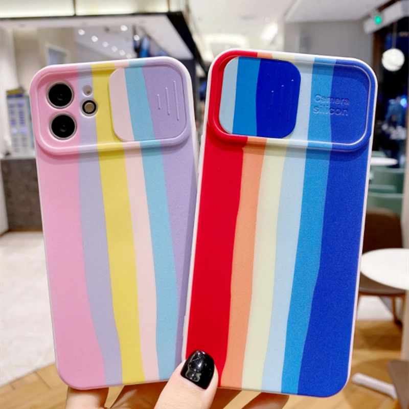 

Camera Lens Protect Cases For iPhone 12Pro Max Case 11 X XR Xs Max Soft TPU Rainbow Colorful Back Phone Cover For iPhone 8 7Plus