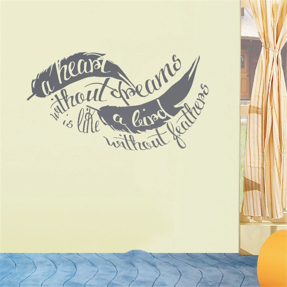 

Heart Without Dreams Wall Sticker Quote Wall Decal Home Decor For Living room Bedroom Vinyl Art Mural DW21348