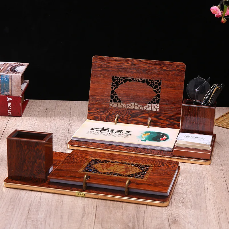 Decoraci&oacute;n de a&ntilde;o de Tigre, marco de calendario de escritorio de madera de negocios, florero de l&aacute;piz grande, caja de regalo de decoraci&oacute;n, Plan antiguo 2022-3