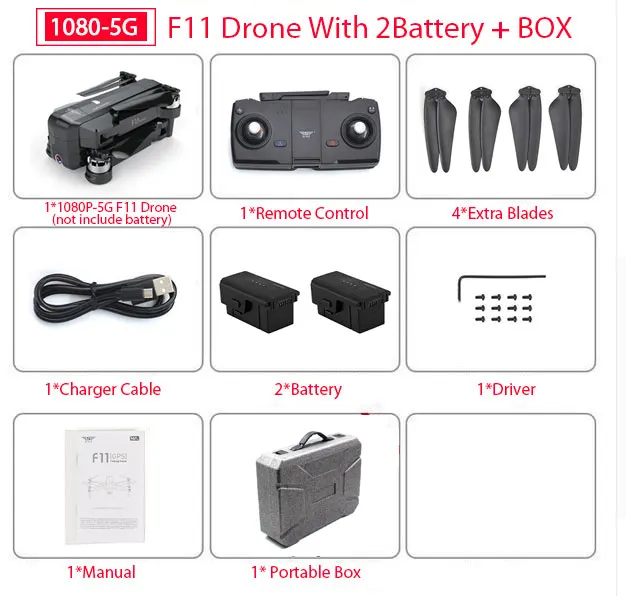 F11 2B carryBox SJRC F11 PRO gps Дрон с Wifi FPV 1080 P/2 K HD камера F11 бесщеточный Квадрокоптер 25 минут время полета складной Дрон Vs SG906 - Цвет: F11 2B carryBox