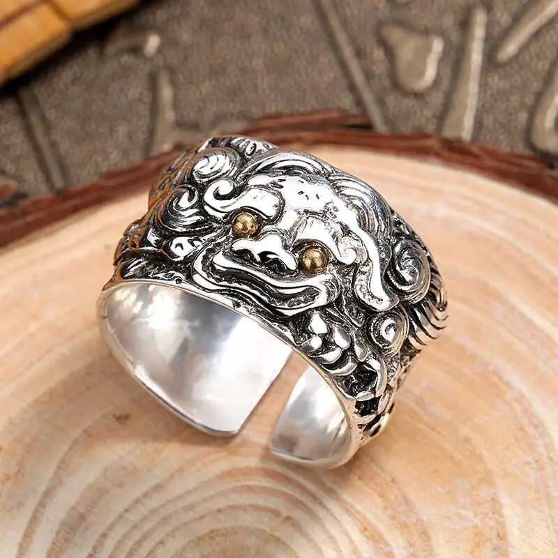 

Retro Domineering Pixiu Mens Ring Fashion Exaggerated Adjustable Ring Mens Jewelry Gift