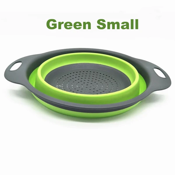 Green Small 4 цвета креативная силиконовая складная стойка корзина Кухонные гаджеты для хранения выдвижной силиконовый фруктовый дуршлаг для овощей S/L - Цвет: Green Small