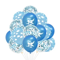 blue white cloud latex balloons boy airplane plane theme birthday party confetti balloon for baby shower wedding decor globos