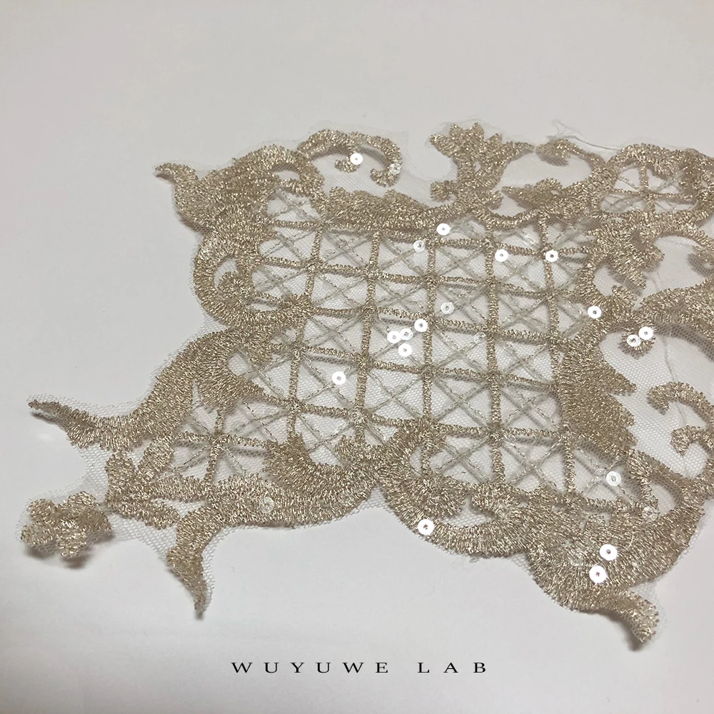 Кружевная аппликация с прозрачными блестками кружевная вышивка цвета