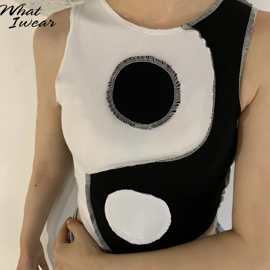 Женский укороченный топ без рукавов повседневная трикотажная рубашка