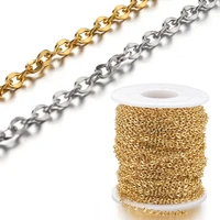 no fade 4 5mm gold stainless steel chain lips link chains for jewelry making diy rolo chain necklace bracelet accessories