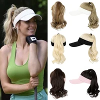shangzi ponytail extension cap hair synthetic wig curly wavy wigs with visor hat hair wigs for women hat baseball new 2021