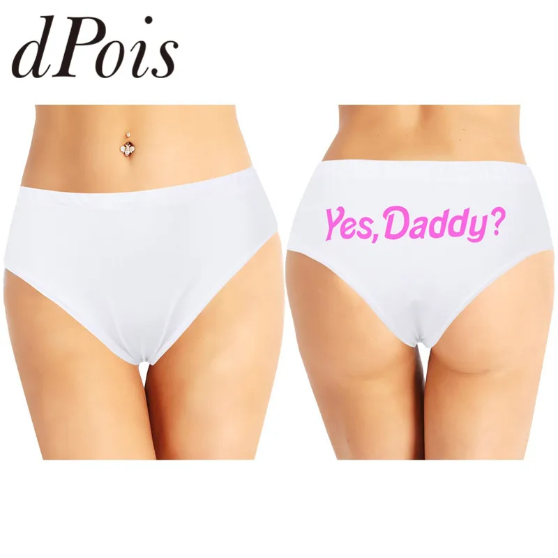 Для женщин женские Yes Daddy буквенный принт Мягкий хлопок нижнее белье с низкой посадкой озорной эластичный пояс трусы нижнее белье трусы