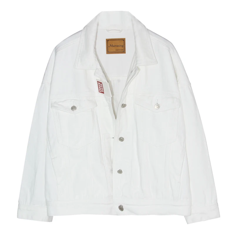 

Vintage White Denim Coat Women Clothes 2021 Spring Autumn Loose Short Single-Breasted Jeans Jacket Ladies Casual Outerwear G670