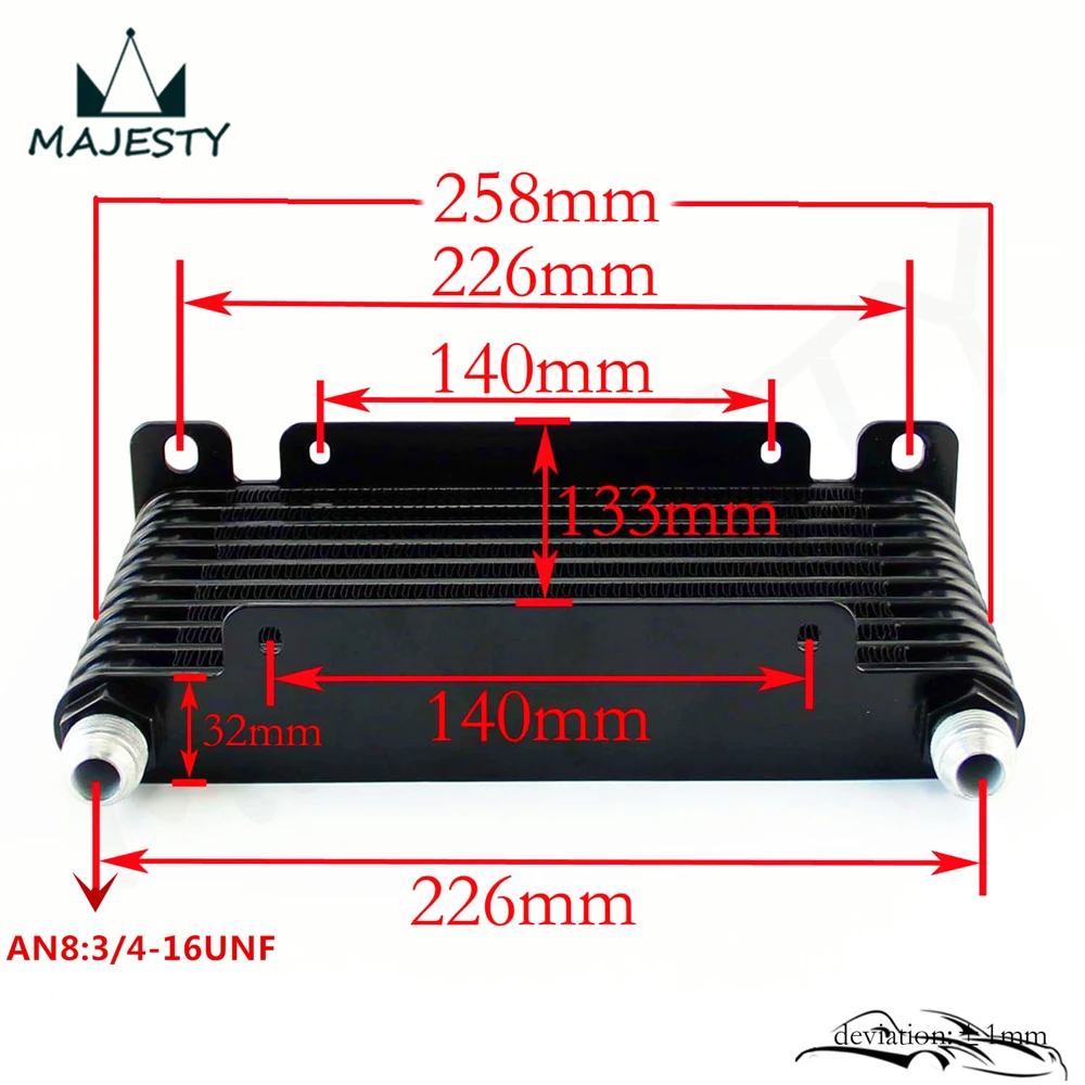 8-дюймовый 32 мм 10-рядный двигатель/гоночный алюминиевый масляный радиатор