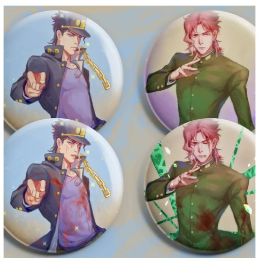 

Сувенир аниме невероятные приключения Джоджо металлический растровый значок Kujo Jotaro Kakyoin Noriaki Брошь булавка игрушечные пуговицы праздничные подарки