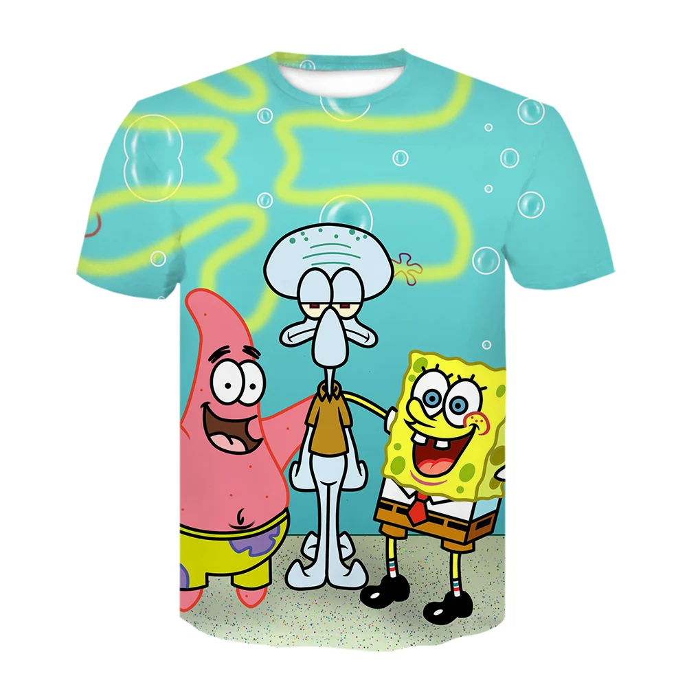 

Summer New Cartoon Animation Sponge Movie 3D Printing Men's and Women's T-shirts Children's Fashion Casual Cool Tops