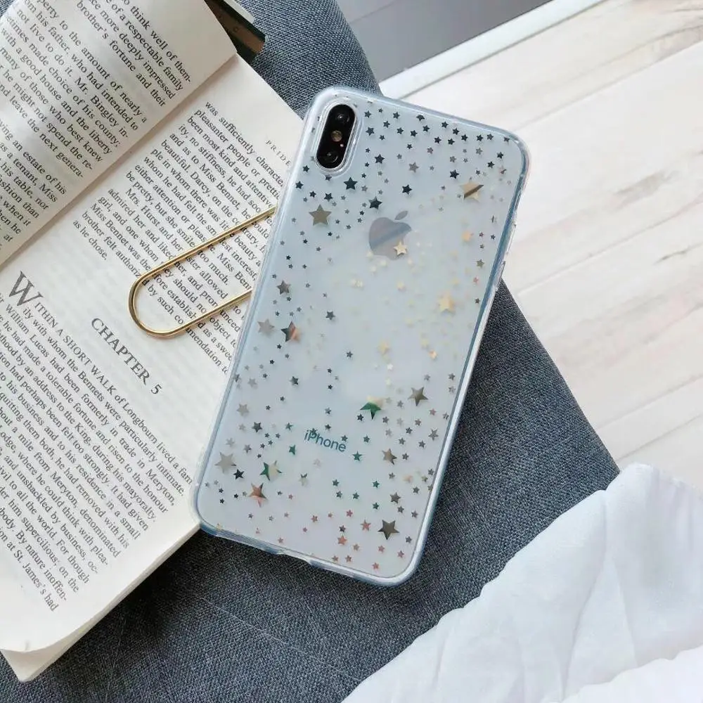 Мягкий ТПУ зеркальный чехол для телефона iPhone 7 8Plus Star Wave Point iphone XS Max прозрачный