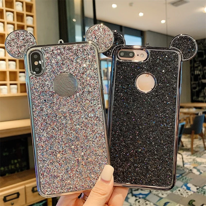 

Disney Mickey Cartoon sequins phone case for Samsung Galaxy s7 S8 S9PLUS S10LITE shockproof phone case
