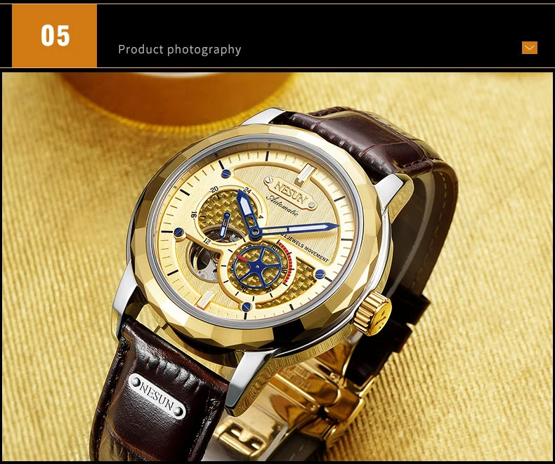 Швейцарские Топ люксовый бренд NESUN Skeleton Tourbillon часы для мужчин автоматические мужские часы 100 м водонепроницаемые спортивные часы relogio N9810-3