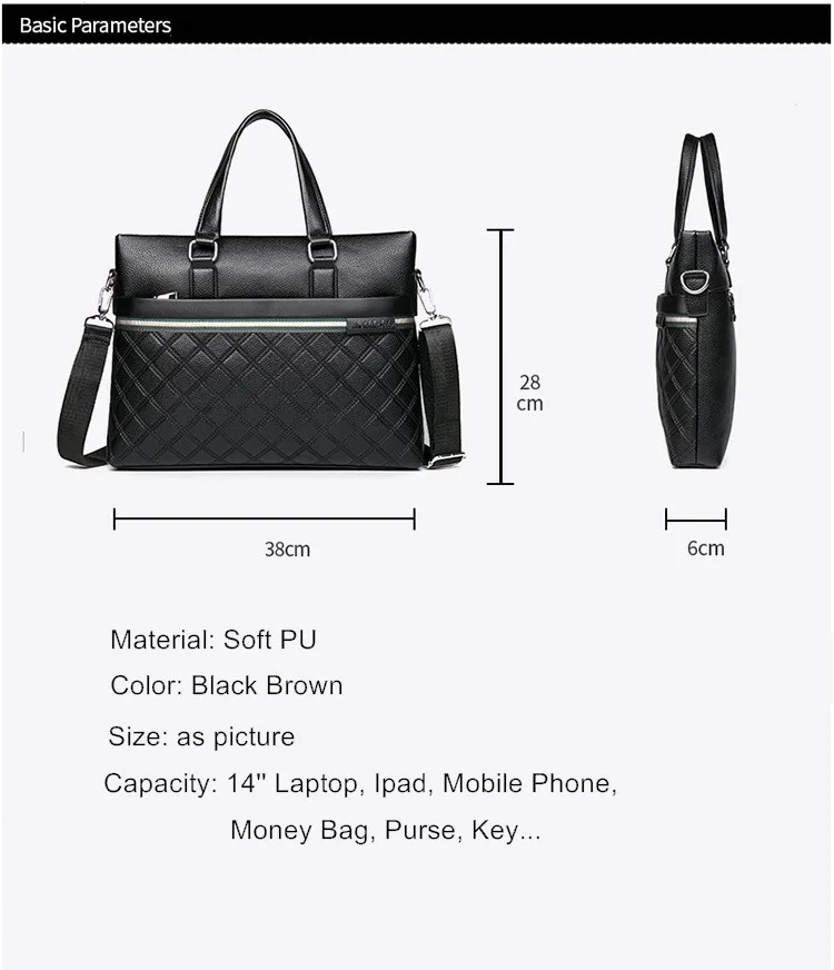 Wholesale Briefcase New Leather Men's Portable Leisure Horizontal Computer Bag Laptop Business Travel Messenger Bag Black brown