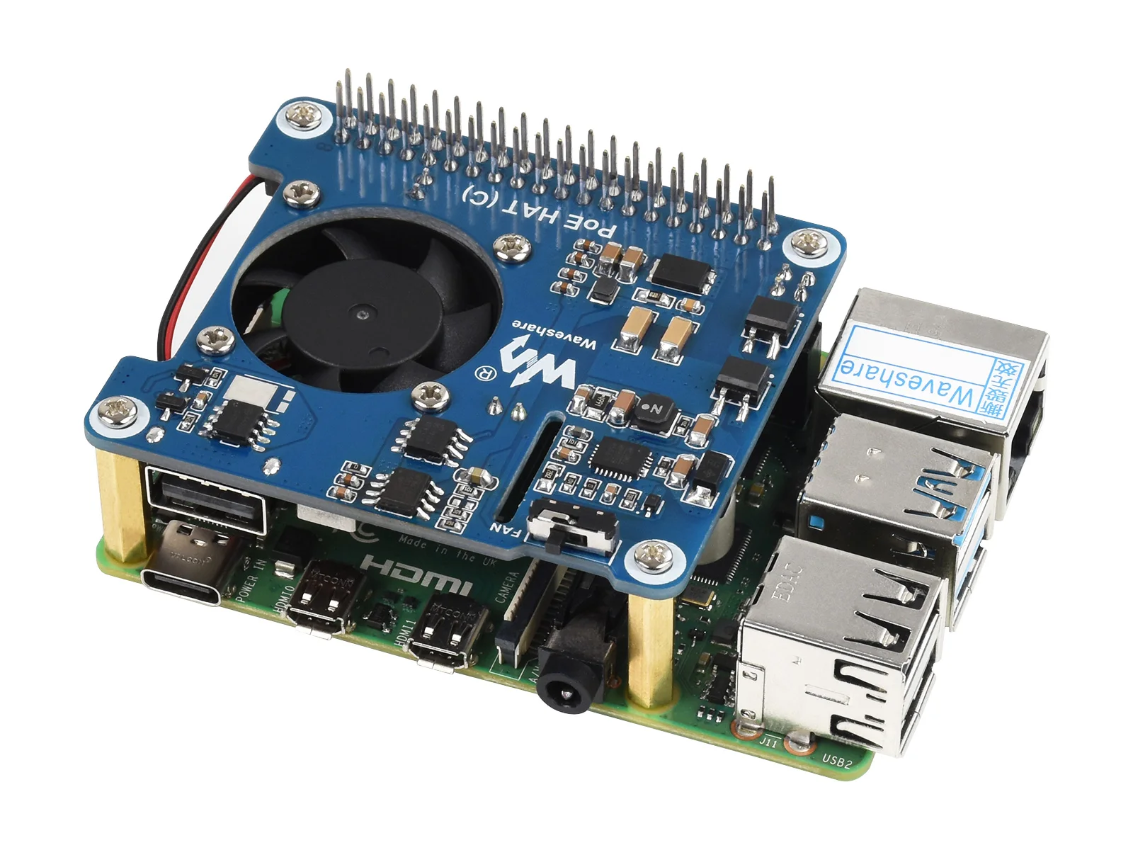 PoE HAT (C) Power Over Ethernet (тип C) для Raspberry Pi 3B +/4B (Power Ethernet) возможности 802.3af-совместимый |