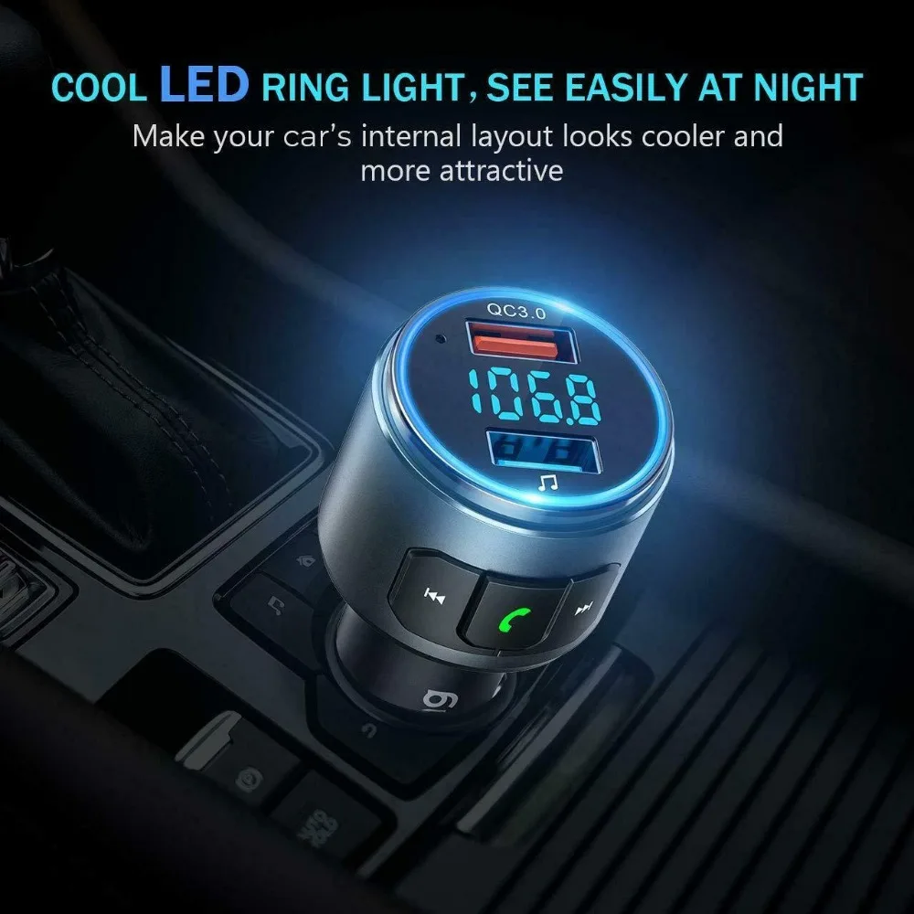 VicTsing Модернизированный V5.0 Bluetooth fm-передатчик радио адаптер автомобильный Громкая связь вызов 2 usb порта и QC3.0 быстрое зарядное устройство fm-передатчик