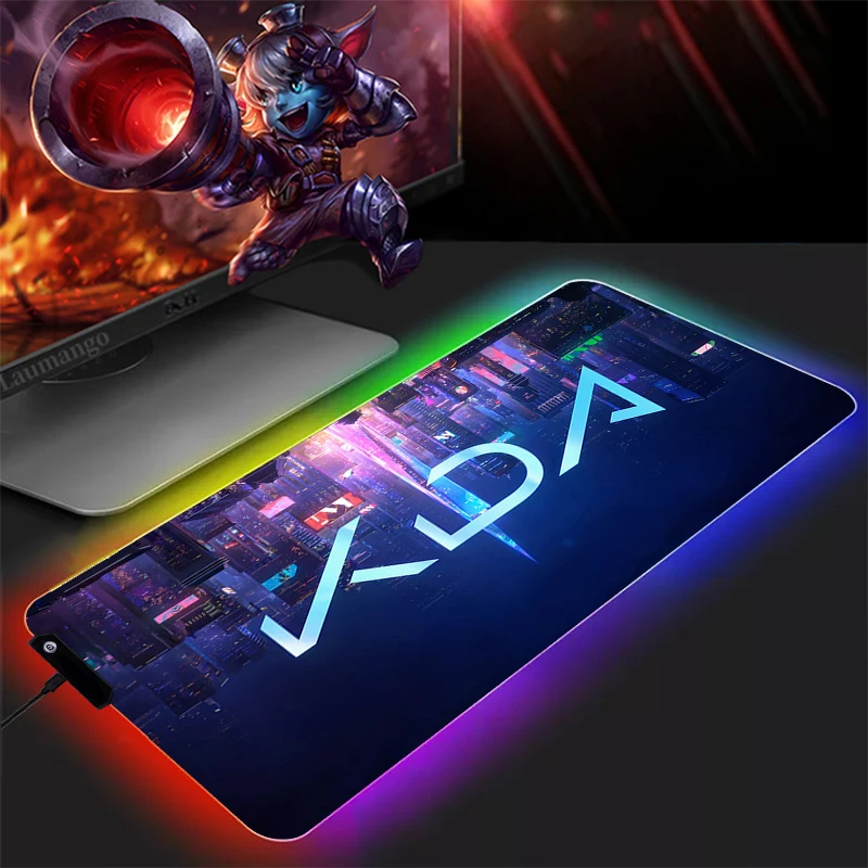 

RGB Pc Kawaii Girl Gamer Gaming Decoration LOL KDA League of Legends Seraphine Akali Kayn Ashe Mouse Pad Led Gamers Accessories