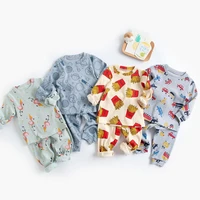 milancel 2021 summer new baby pajamas set cartoon long sleeve o neck and pants sleepwear