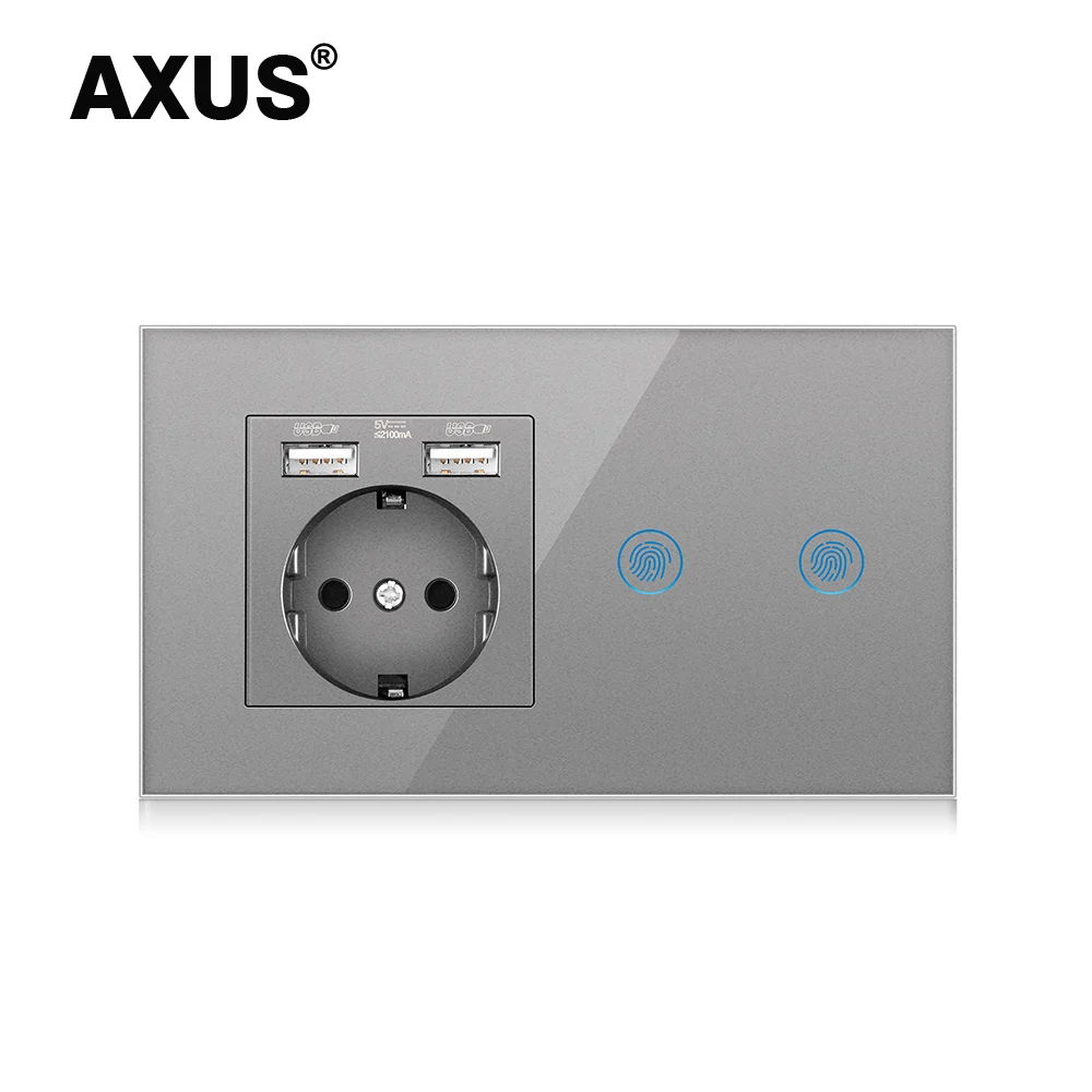Европейский настенный сенсорный выключатель AXUS с розеткой комбинированная