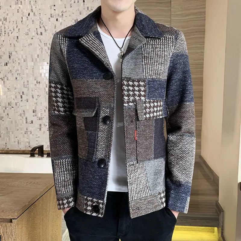 

Autumn New Plaid Jacket Men's Korean-Style Trendy Slim Fit Ruan Handsome Coat Short Windbreaker Non-Mainstream Men's Clothing