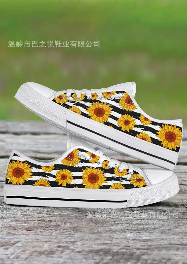 

2021 Sunflower Canvas Shoes Large Size Canvas Shoes Women's Casual Fashion All-match Women's Canvas Shoes Flat Shoes Sneakers
