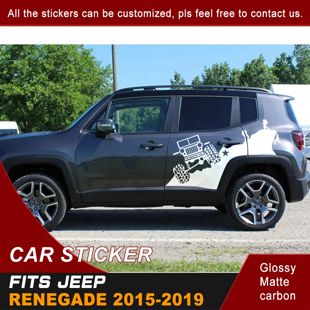 

Car Decals Side Body Off Road Climber Graphic Vinyl Cool Sticker Customized Fit For Jeep Renegade 2015 2016 2017 2018 2019
