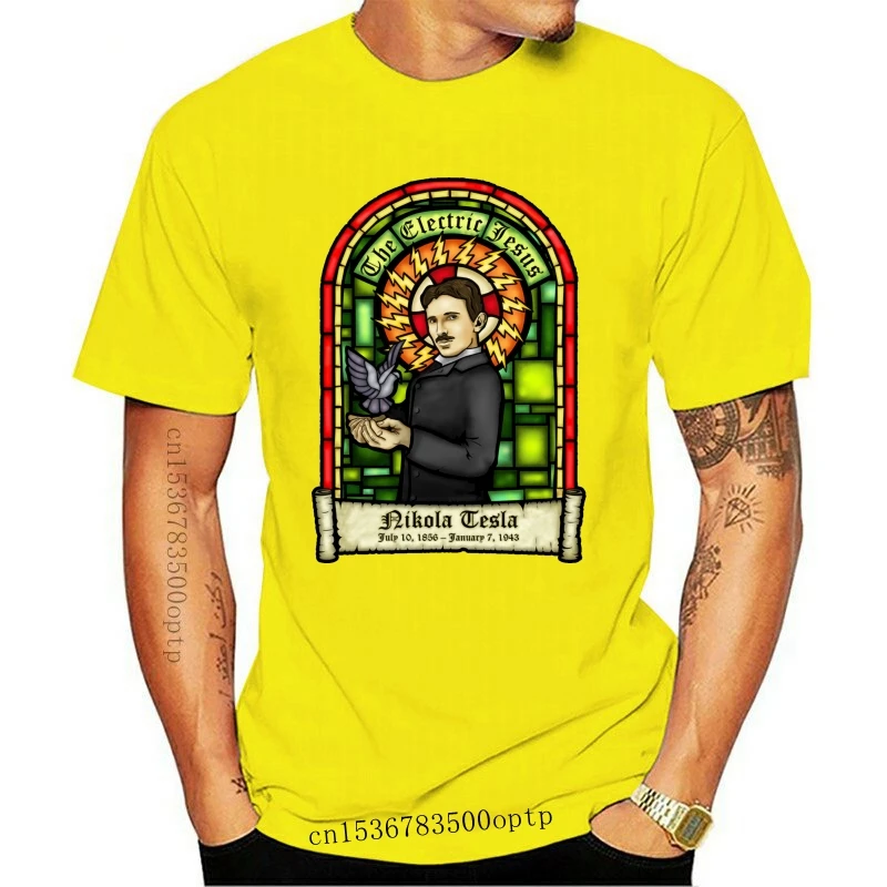 

Новая футболка Никола «Электрический Иисус», научная футболка, все размеры Классическая футболка с индивидуальным дизайном