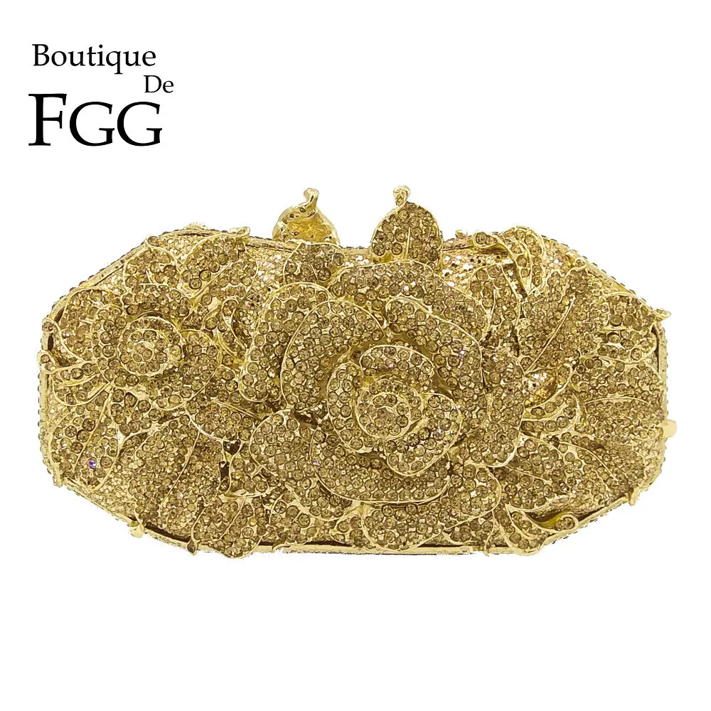 Boutique De FGG ослепительный женский клатч с цветами и кристаллами вечерние сумки