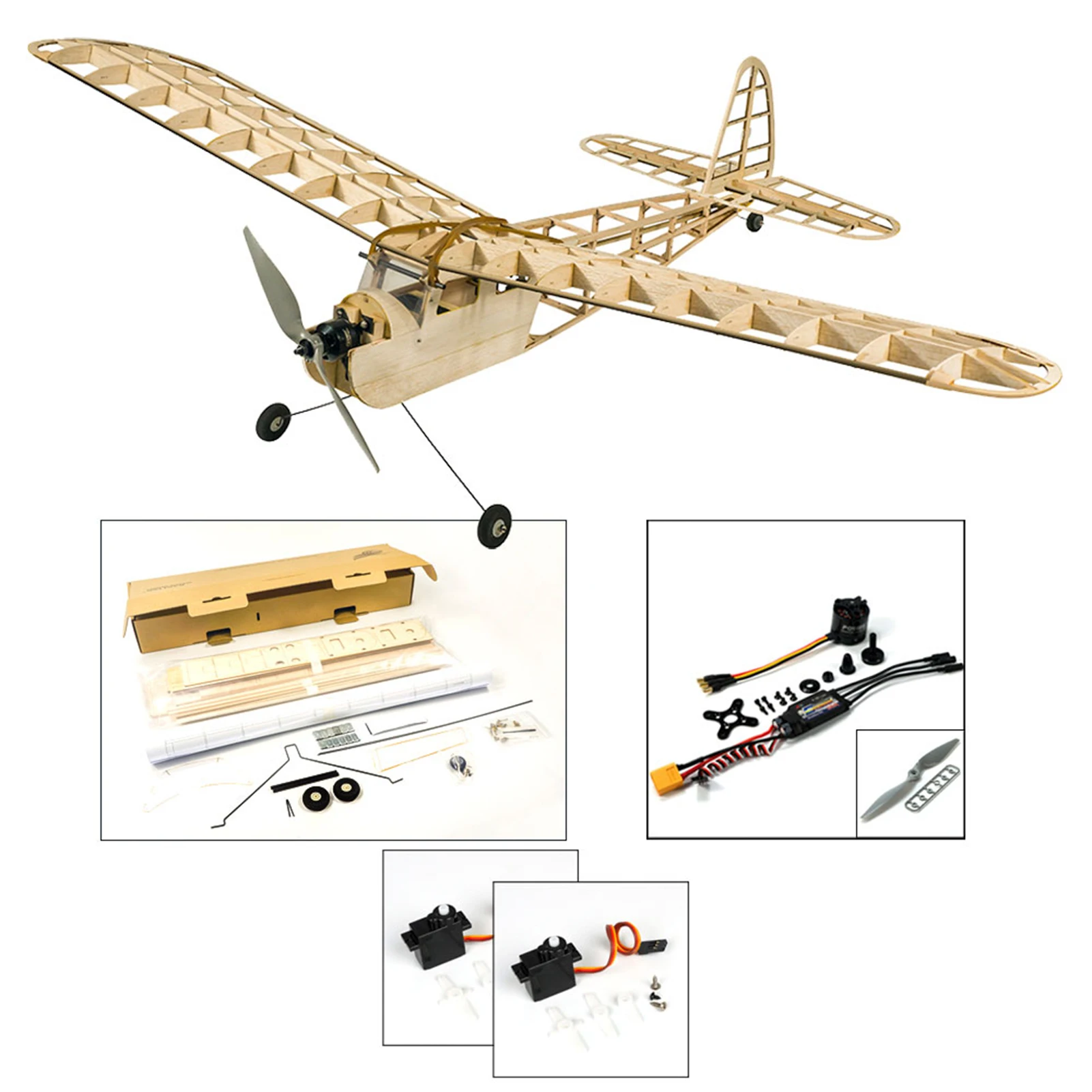 

DWH RC Airplane 1.15M Blasa Wood Aircraft 1150mm Wingspan Outdoor Flight Toys DIY Assembly Model with Motor ESC Servo Propeller