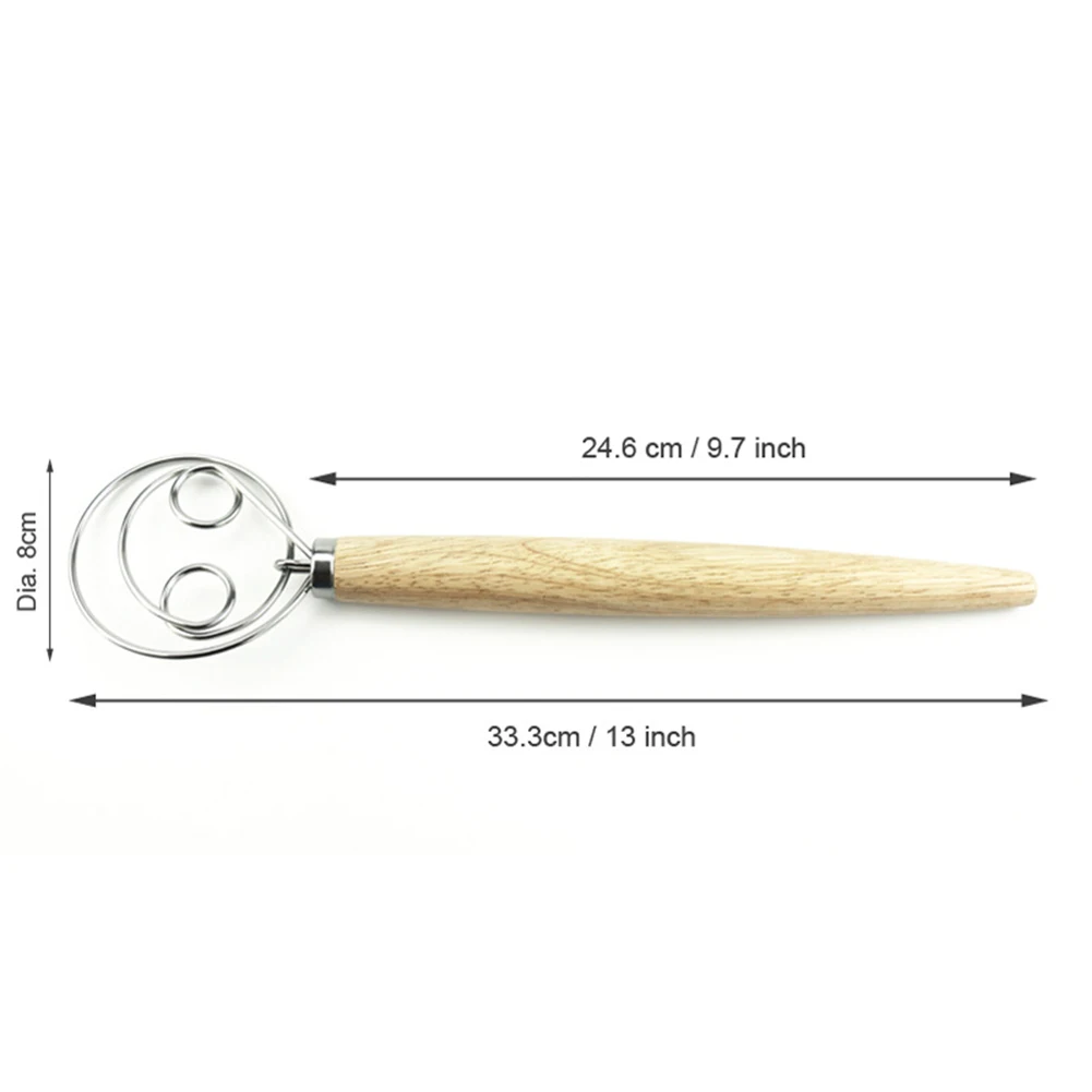 Wood Handle Stainless Steel Spiral Whisk Kitchen Egg Beaters Tool Cream Stirring for Home Baking Cooking Kitchen Appliances