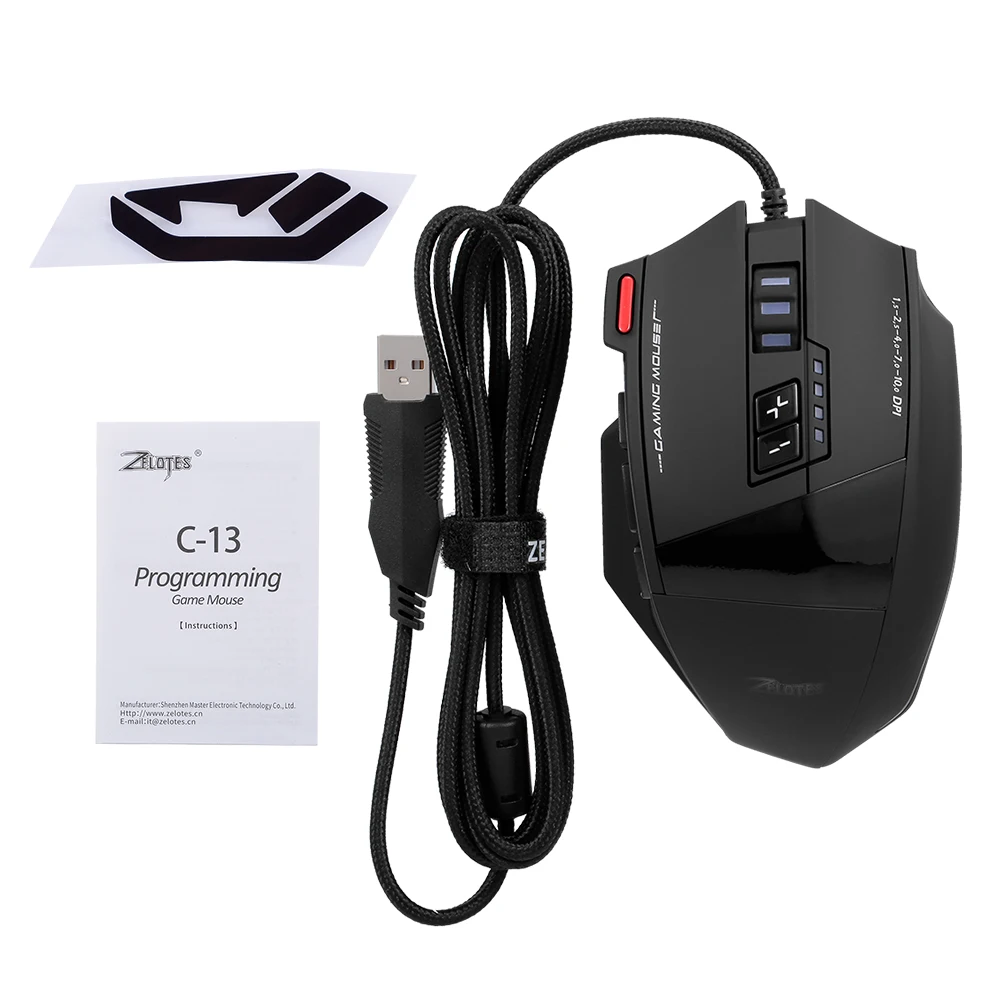 ZELOTES C 13 RGB игровая Мышь с боковыми кнопками макро программирования 10000 Точек на