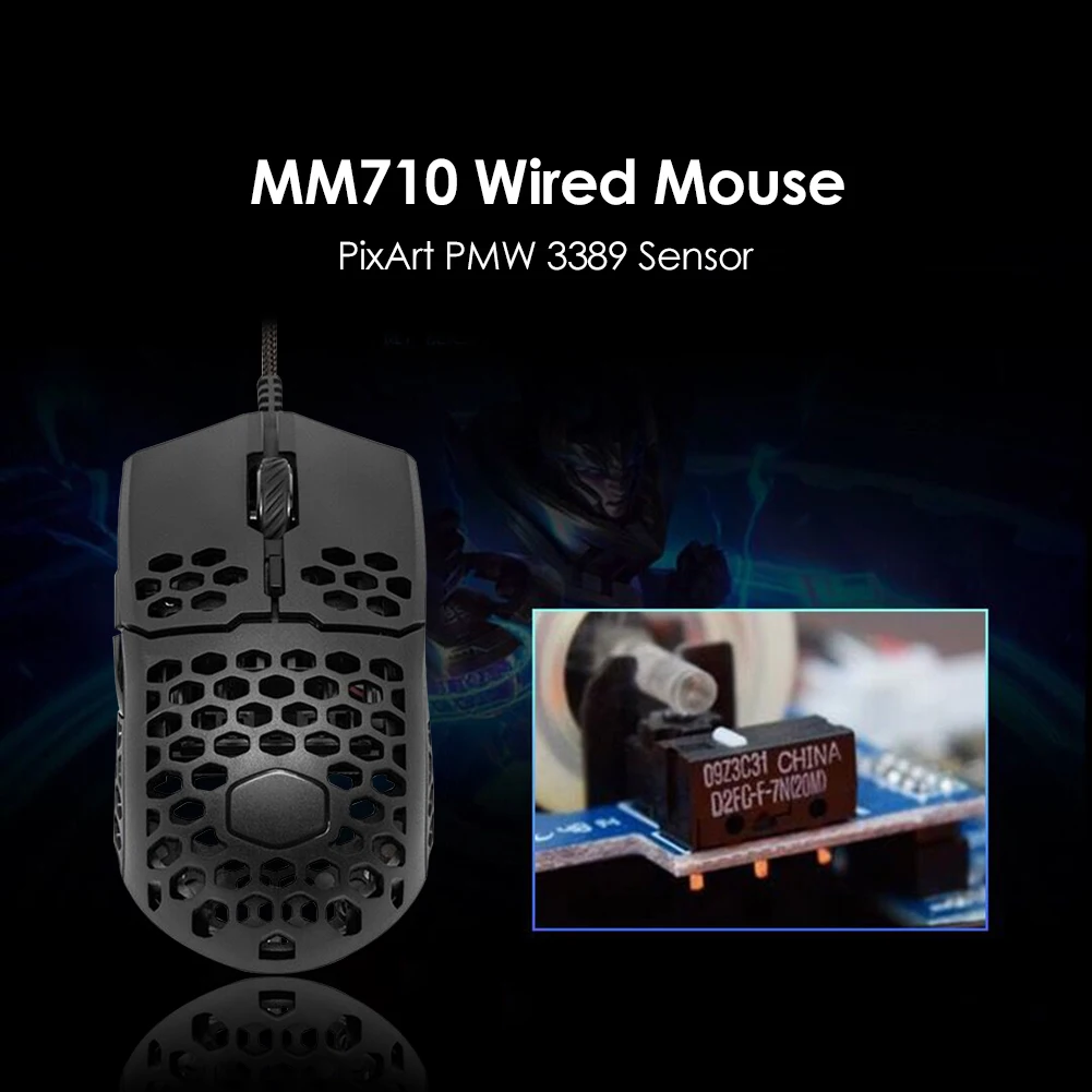Новая игровая мышь MM710 16000 DPI Регулируемая сотовая оболочка USB Проводная с 7