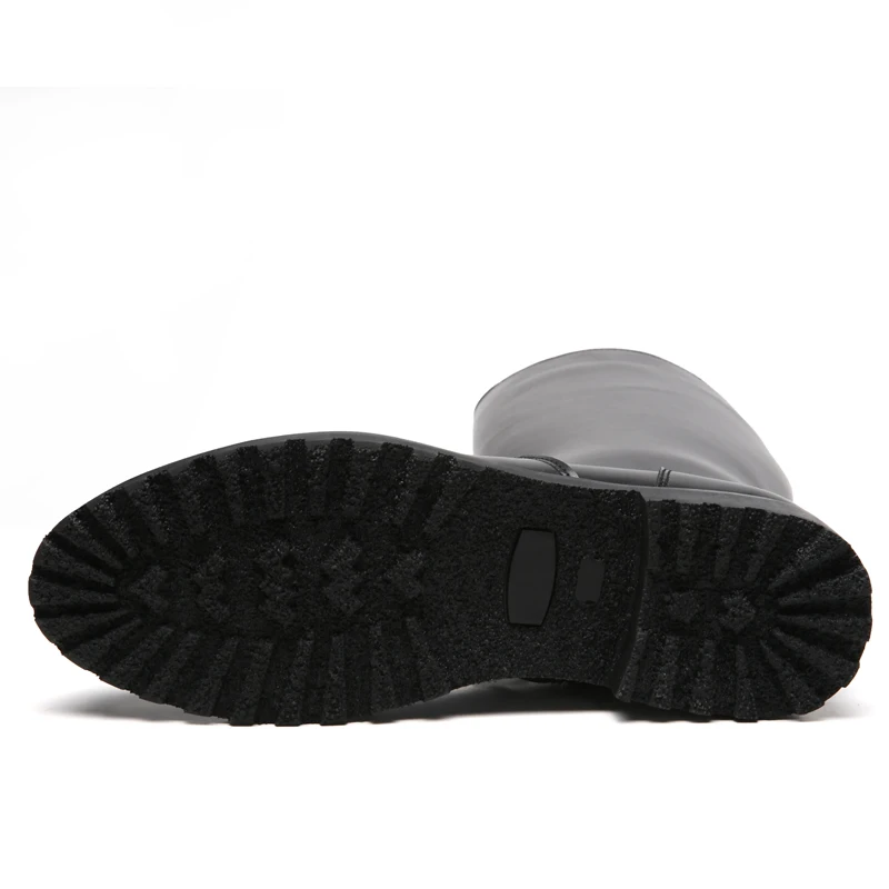 Ботинки мужские кожаные до середины икры на шнуровке военные ботинки черная